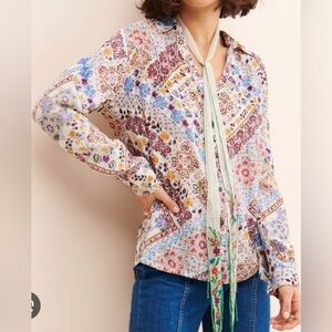 #396 NWT Free People Rafa Multicolor Patterned Blouse